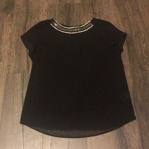 Zara Black Shirt With Jewel Beading Woman Size L